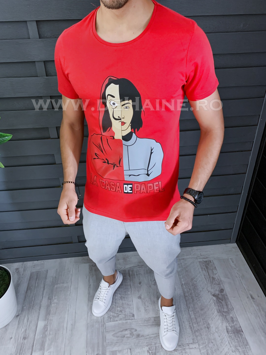 Tricou barbati slim fit rosu b1278 p16-5